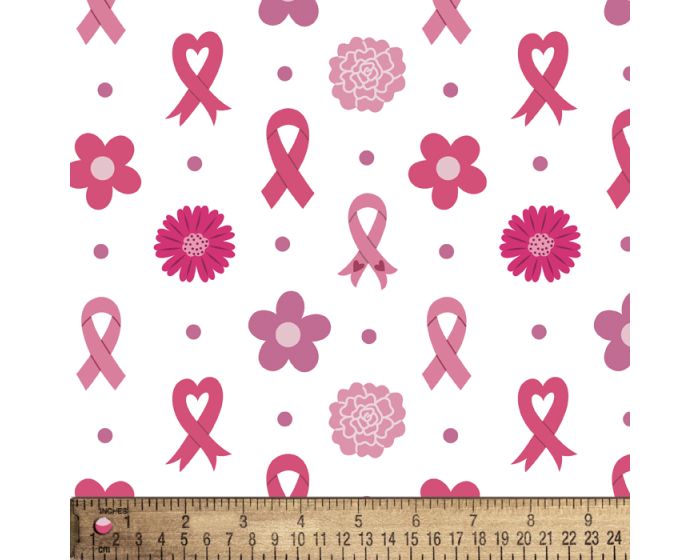 Pink Ribbon Awareness Cotton Fabric by the Yard | By the Yard | Sewing and Crafting | 44 inches wide