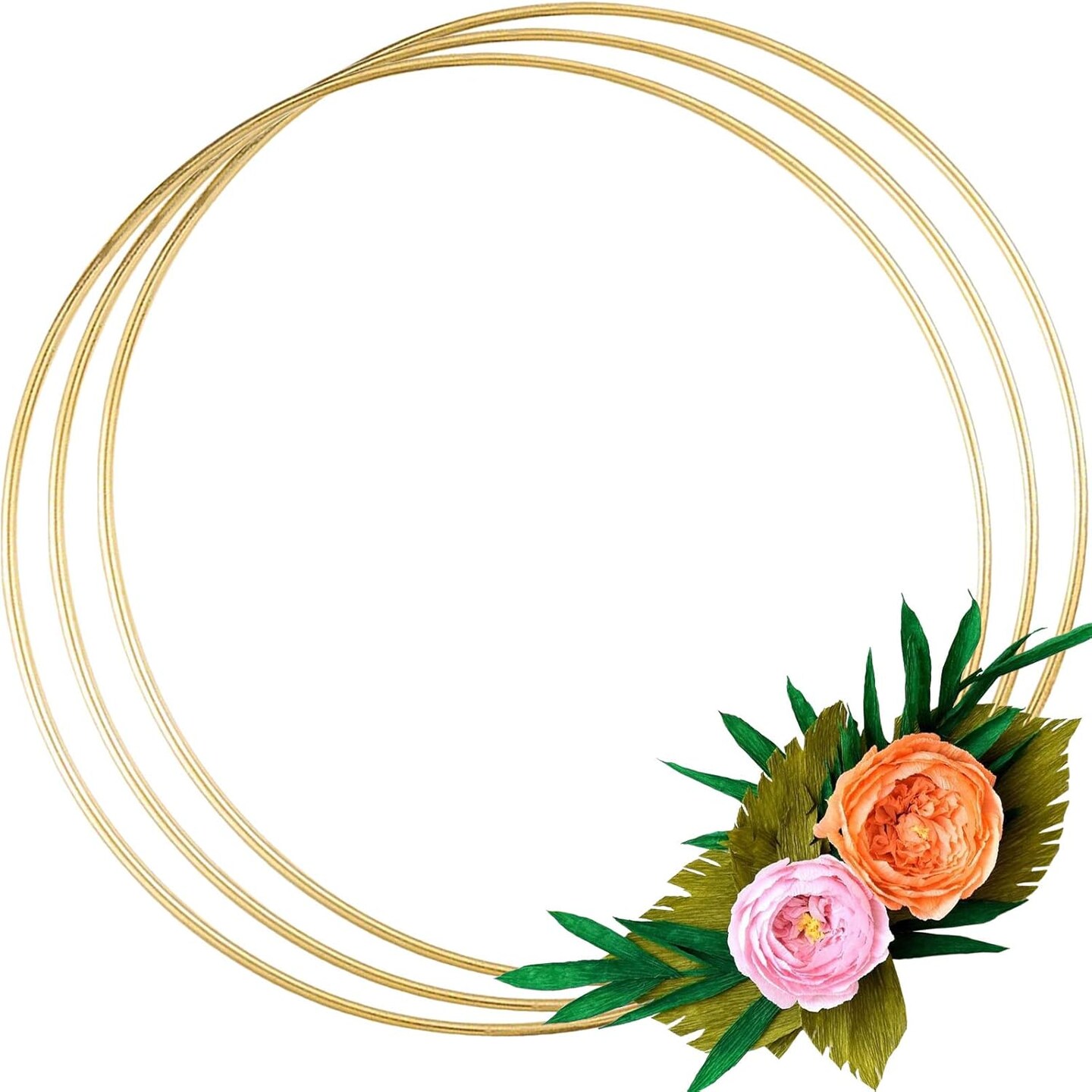 3 Pack 14 Inch Large Metal Floral Hoop Wreath