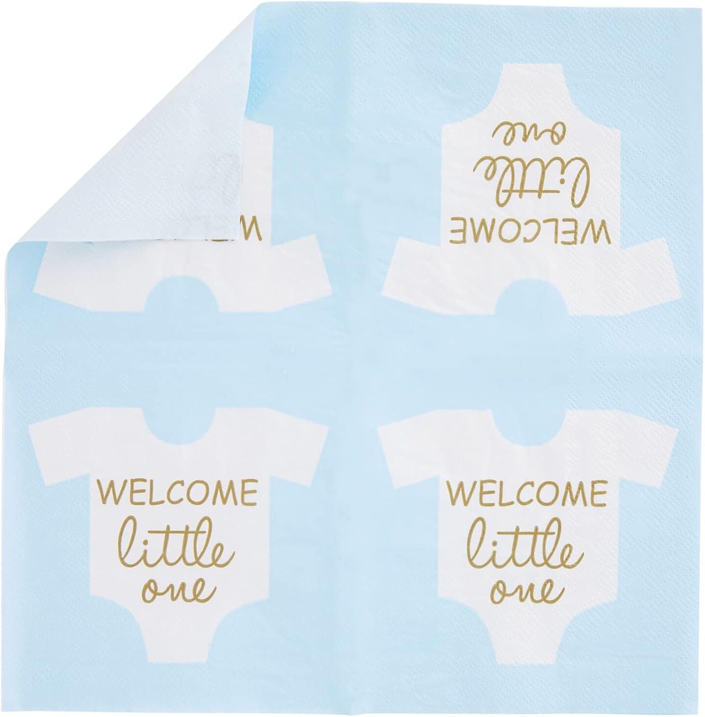 100-Pack “Welcome Little One” Baby Shower Napkins for Boys (Light Blue)