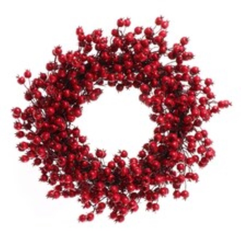 6PC All-Season 22&#x22; Vibrant Red Large Christmas Hawthorn Berry Wreath - Realistic Berries for Valentine&#x27;s Day &#x26; Front Door Accents - Indoor/Outdoor Xmas Elegance for Home &#x26; Office Decor