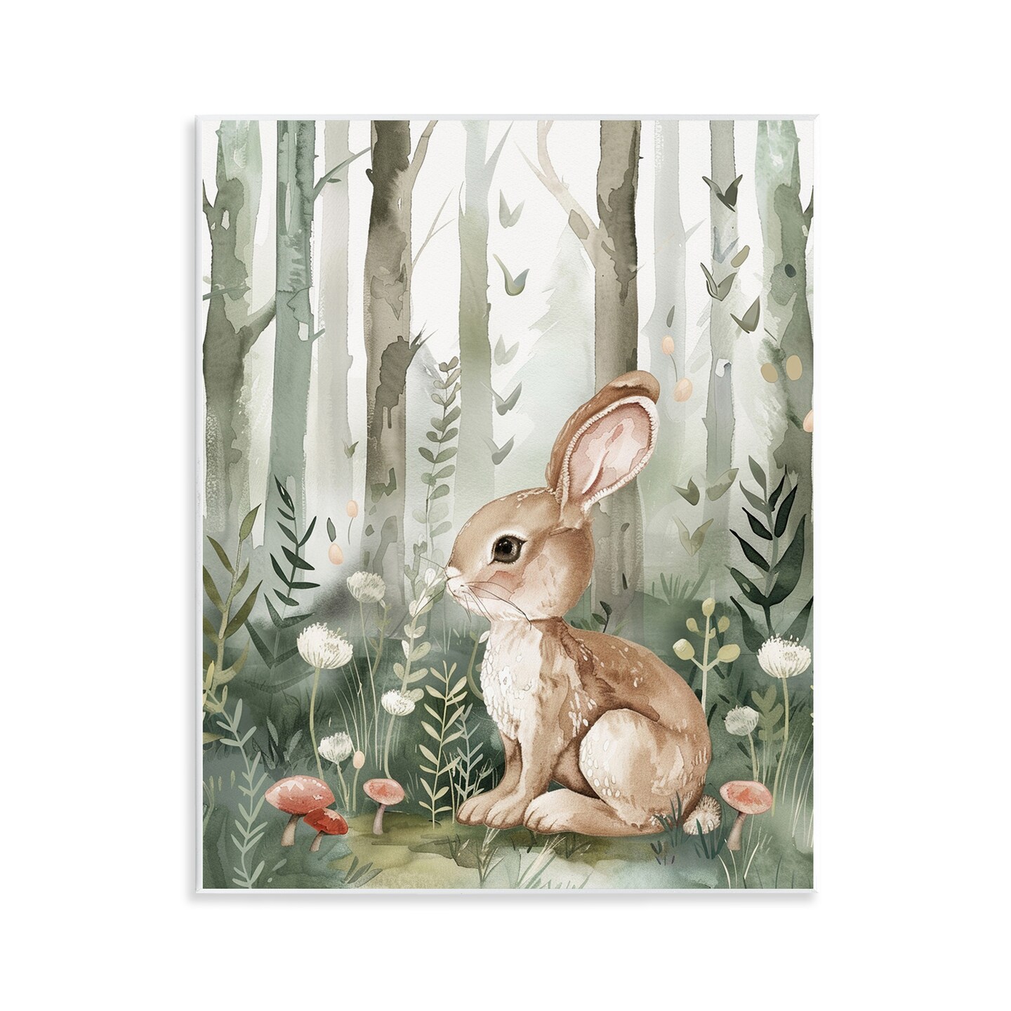 Stupell Industries Soft Woodland Bunny Wall Plaque Art Design by LSR Design Studio