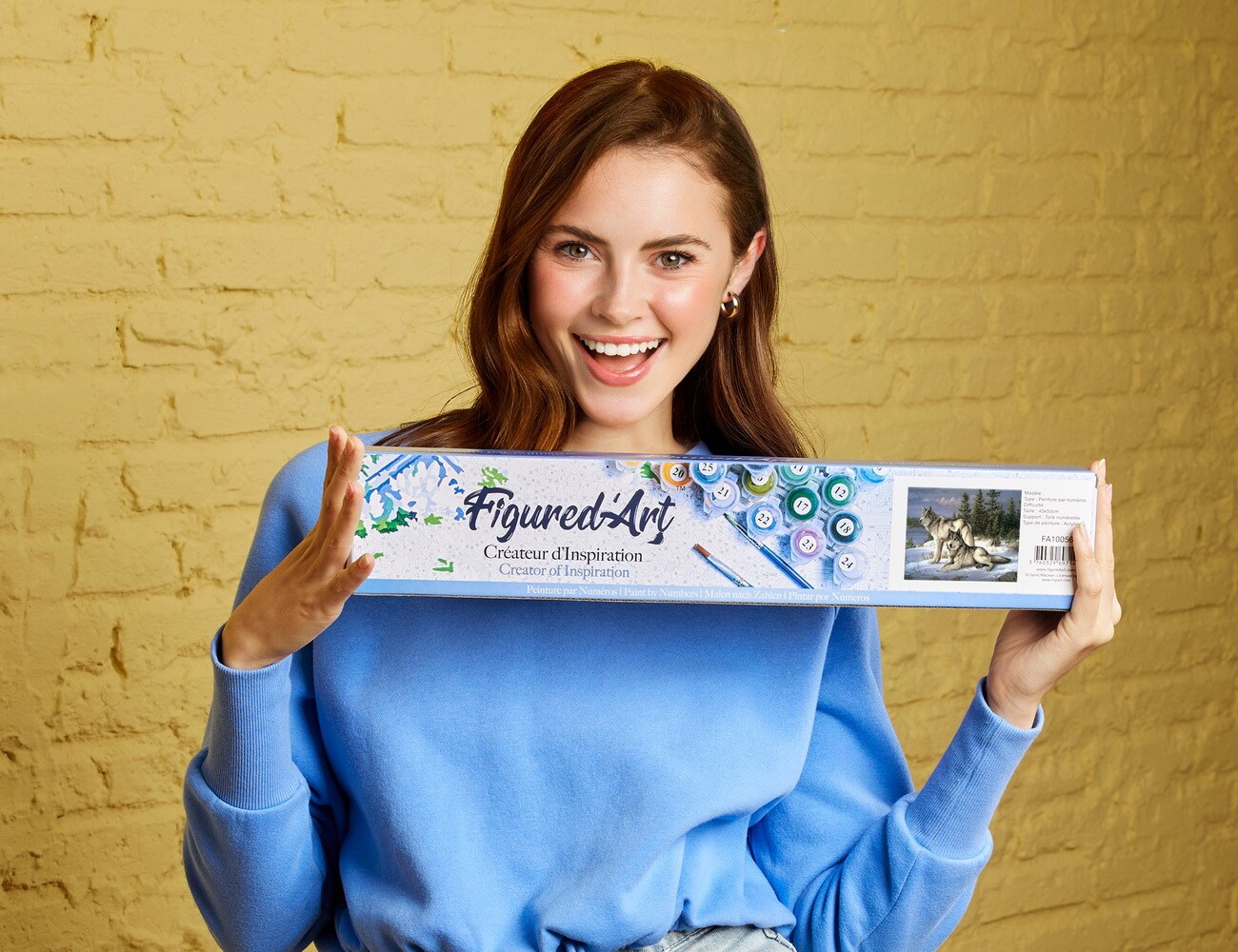 Figured'Art Paint by Numbers Kit for Adults Wolves Couple 16"x20" - Craft Art Painting DIY Kit Rolled Canvas without frame