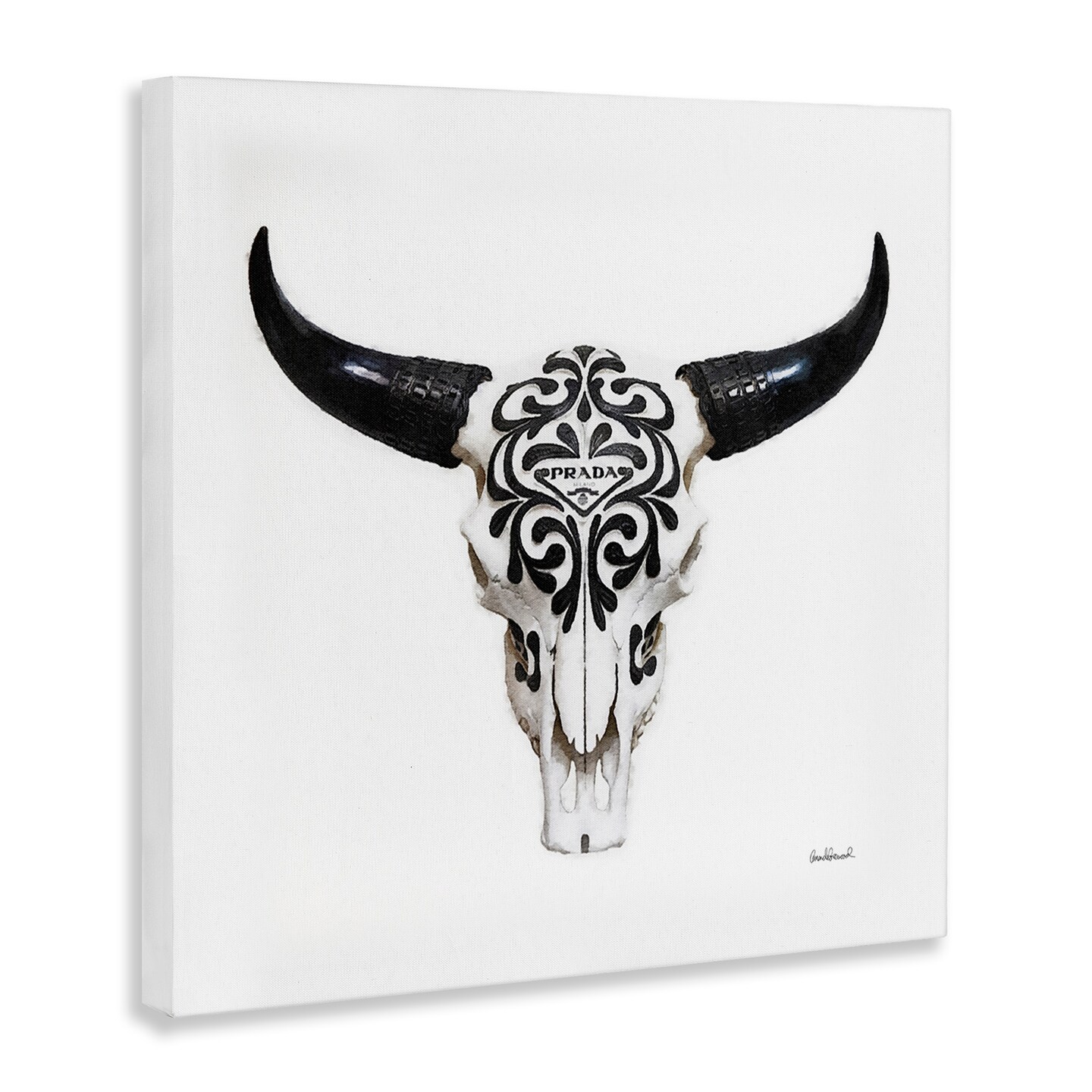 Stupell Industries Fashion Brand Cow Skull Canvas Wall Art Design by Amanda Greenwood