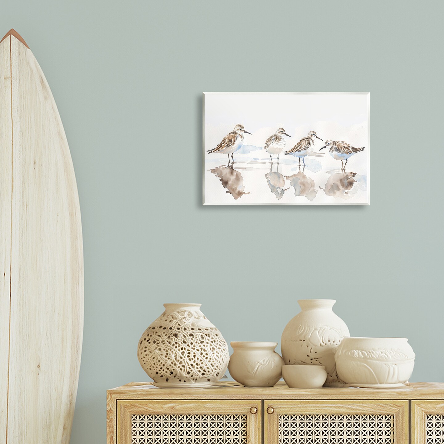 Stupell Industries Sandpipers Shore Reflection Wall Plaque Art Design by Petal Prints Design