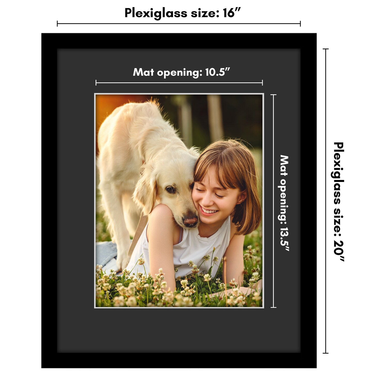 Americanflat Black Poster Frame with Black Mat - Engineered Wood Picture Frame with Plexiglass Front Cover - Wide Picture Frame