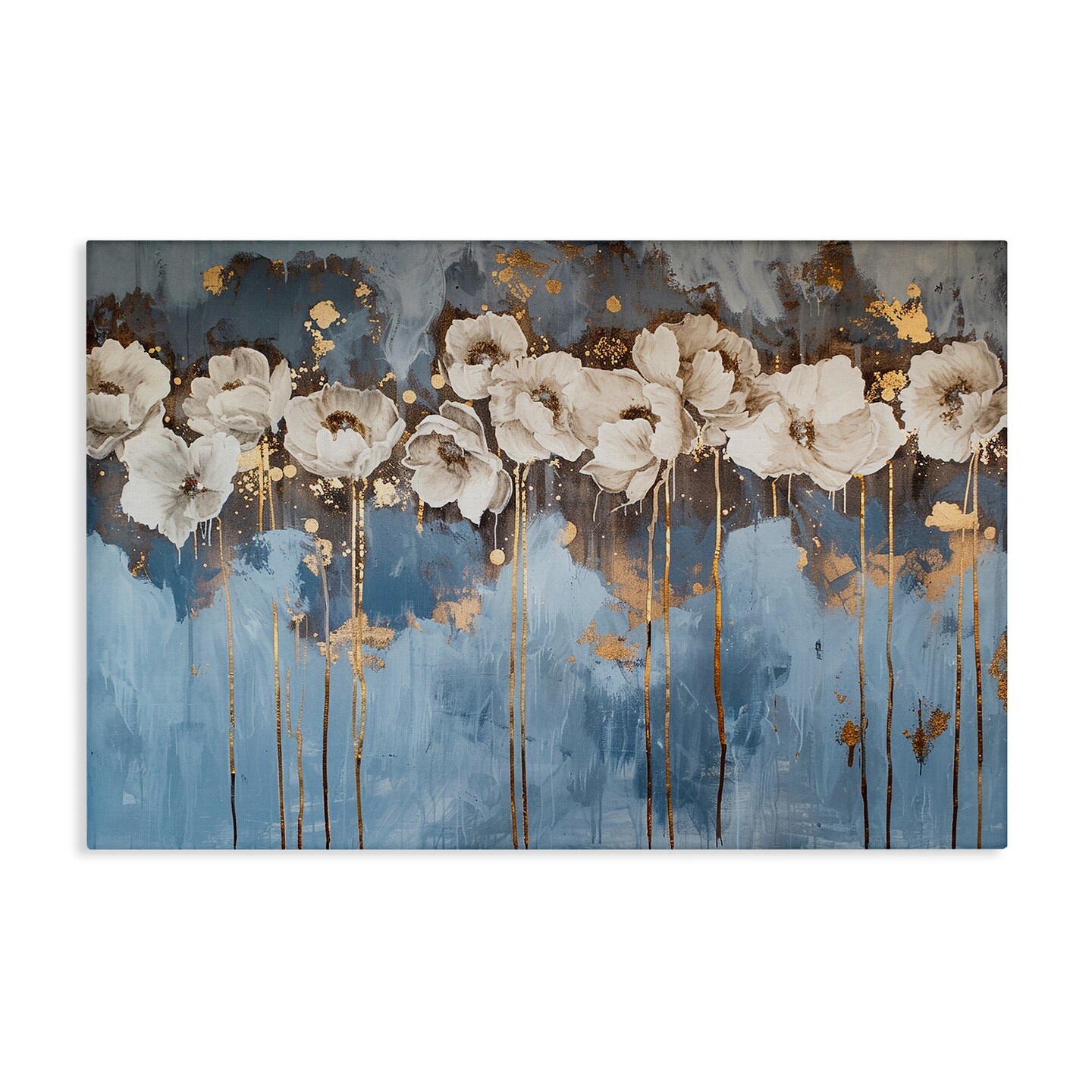 Stupell Industries Gold Drip Peonies Canvas Wall Art Design by LSR Design Studio