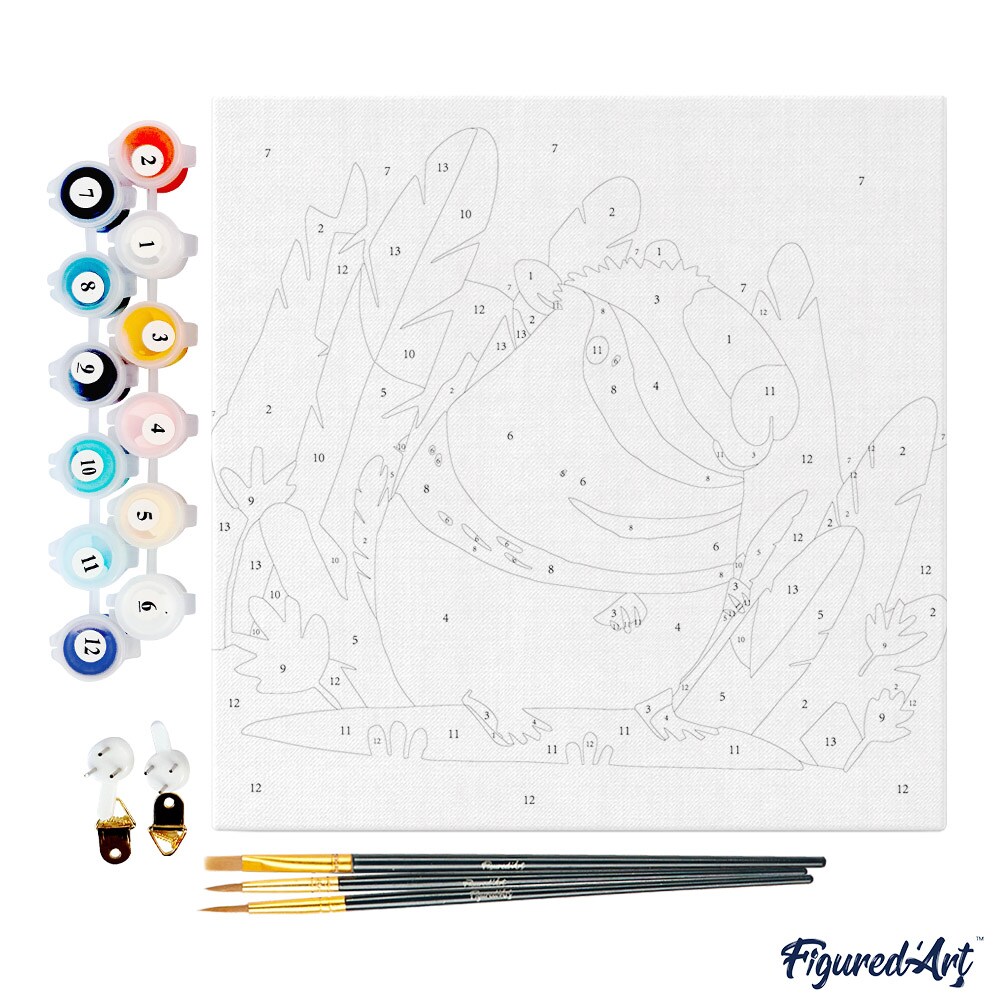 Figured&#x27;Art Mini Paint by Numbers Kit for Adults with Frame Tropical Capybara Small format 8&#x22;x8&#x22; - Craft Art Painting DIY Canvas Already Stretched on a Wooden Frame