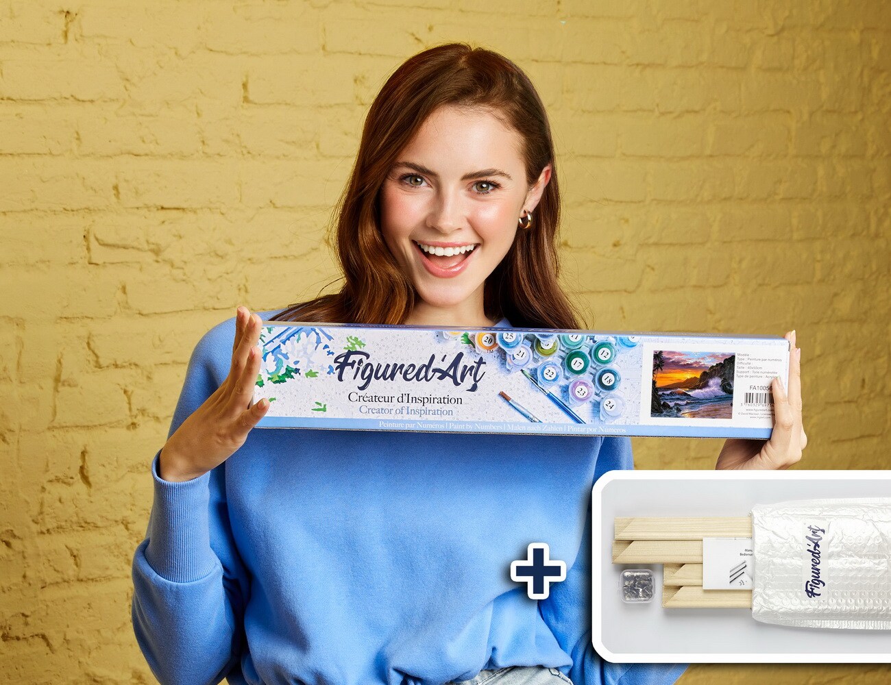 Figured'Art Paint by Numbers Kit for Adults Cliff and Waves 16"x20" - Craft Art Painting Rolled Canvas with DIY wooden frame