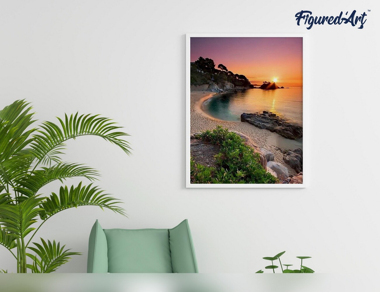 Figured&#x27;Art Paint by Numbers Kit for Adults Quiet Beach at Dusk 16&#x22;x20&#x22; - Craft Art Painting DIY Kit Rolled Canvas without frame
