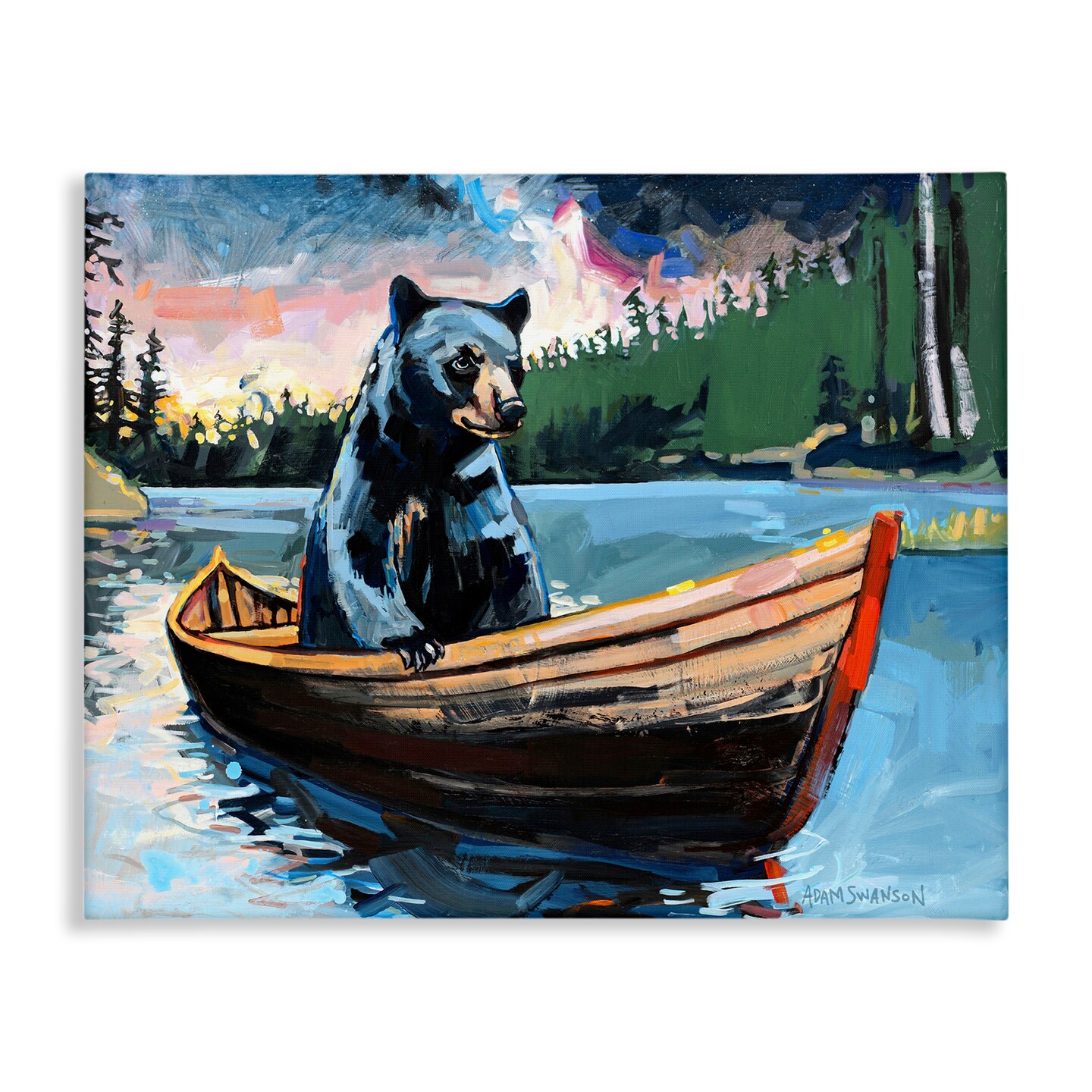 Stupell Industries Boating Black Bear Canvas Wall Art Design by Adam Swanson