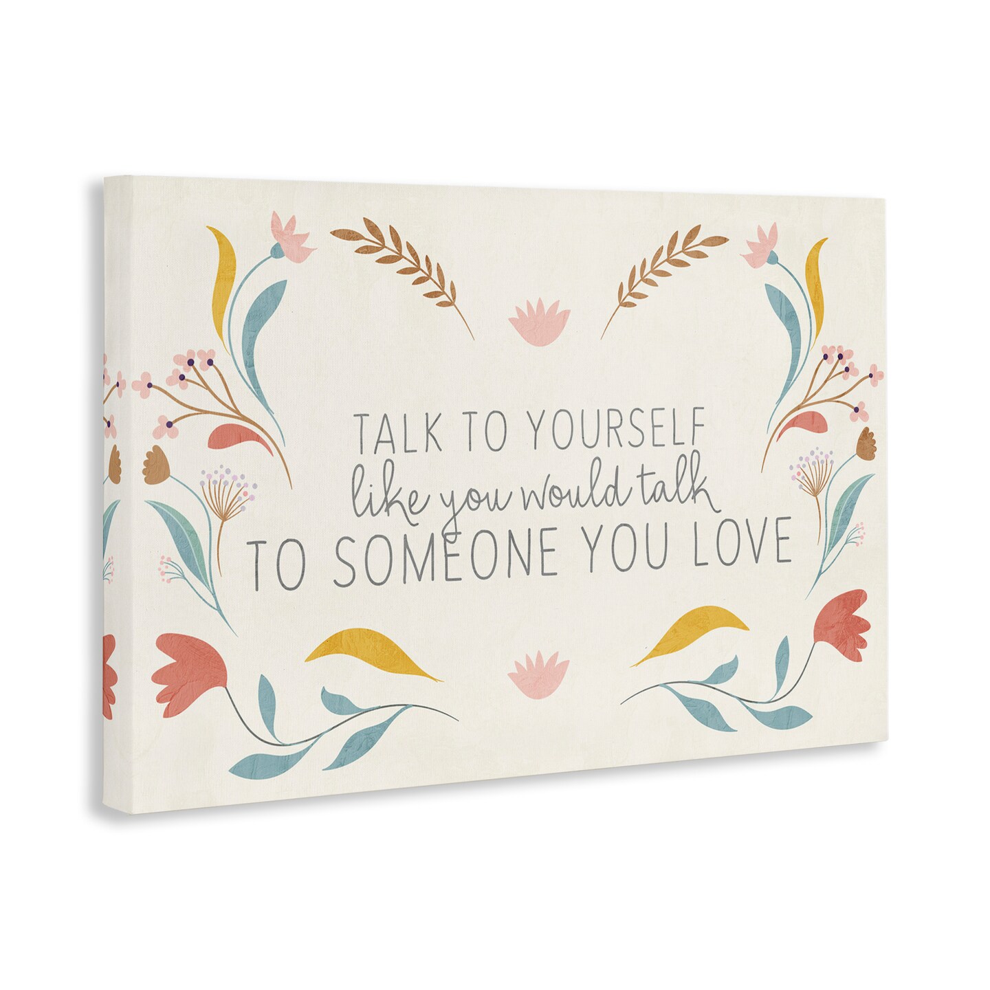 Stupell Industries Floral Self Love Inspirational Canvas Wall Art Design by Kim Allen