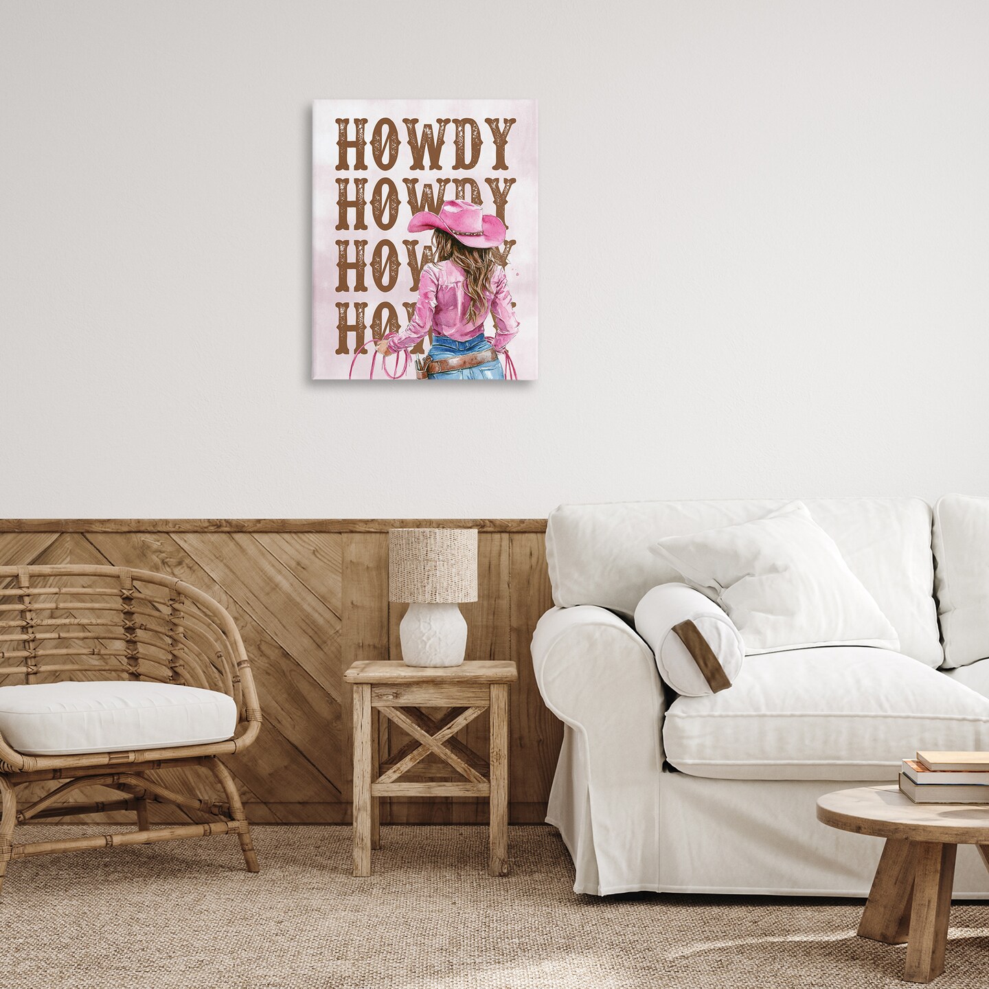 Stupell Industries Pink & Brown Howdy Cowgirl Canvas Wall Art Design by Lettered and Lined