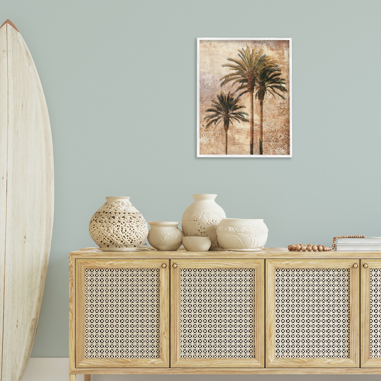 Stupell Industries Rustic Vintage Palms Framed Giclee Wall Art Design by Elizabeth Wright