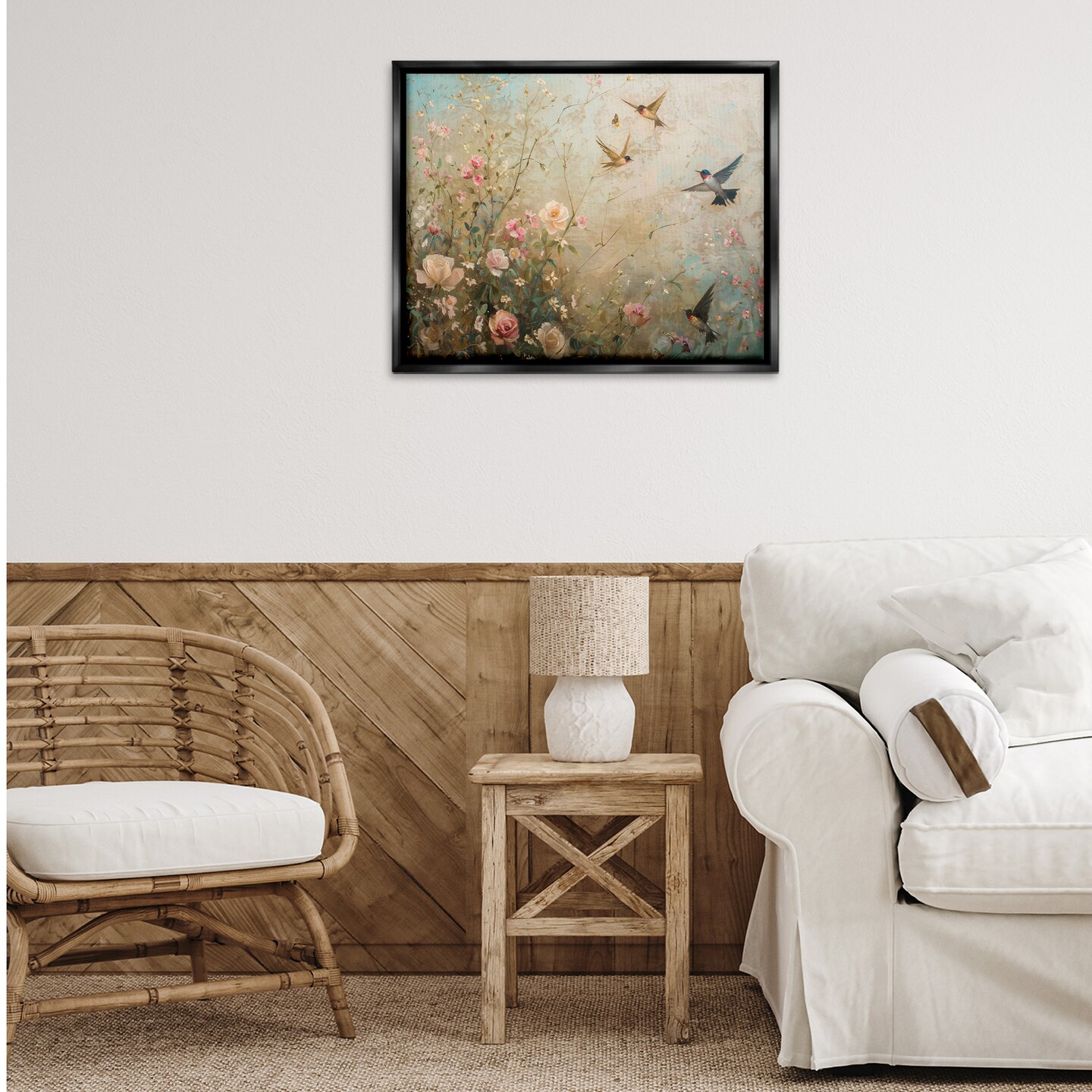 Stupell Industries Spring Meadow Birds Floater Framed Canvas Wall Art Design by Arlington Prints