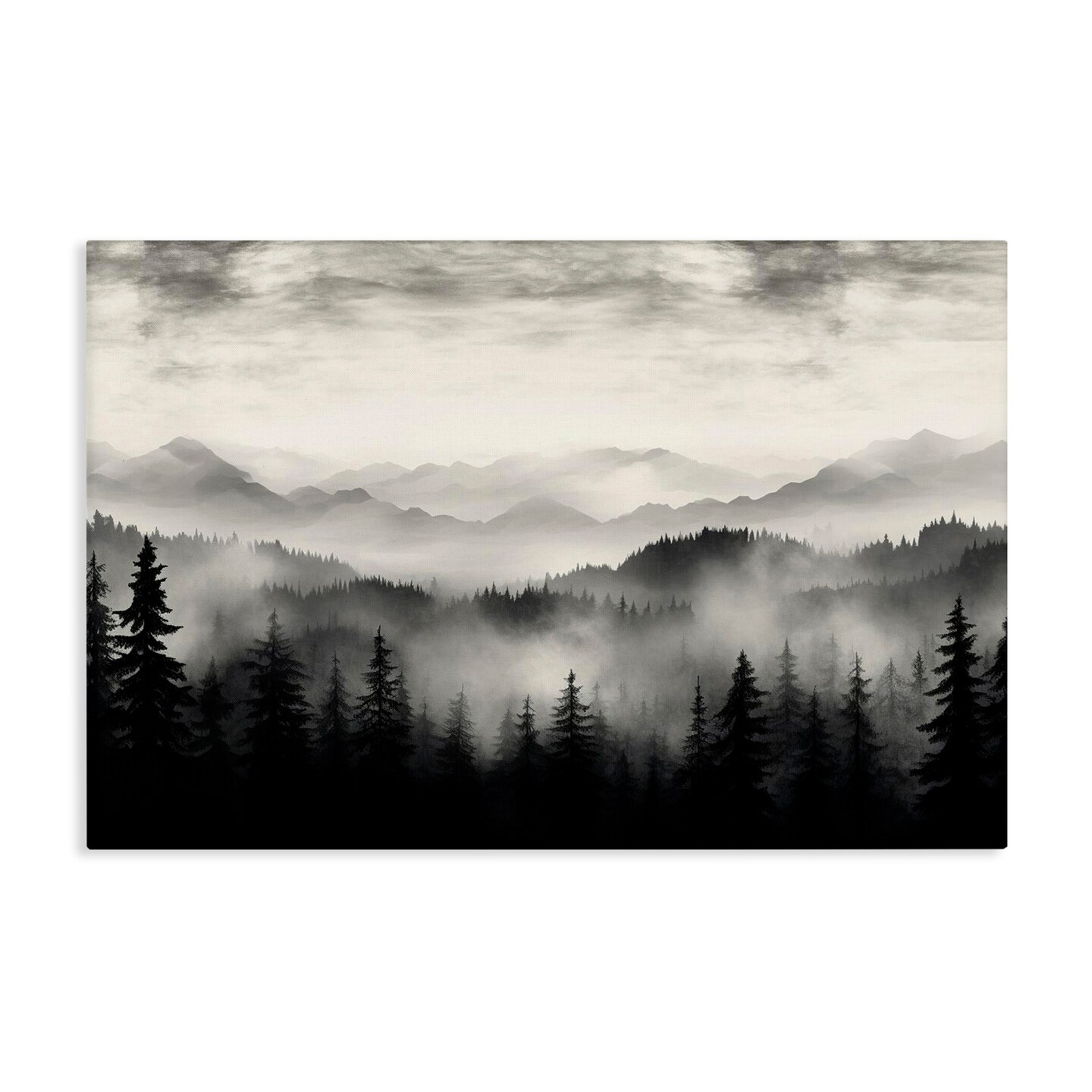 Stupell Industries Black & White Gradient Mountains Canvas Wall Art Design by LSR Design Studio