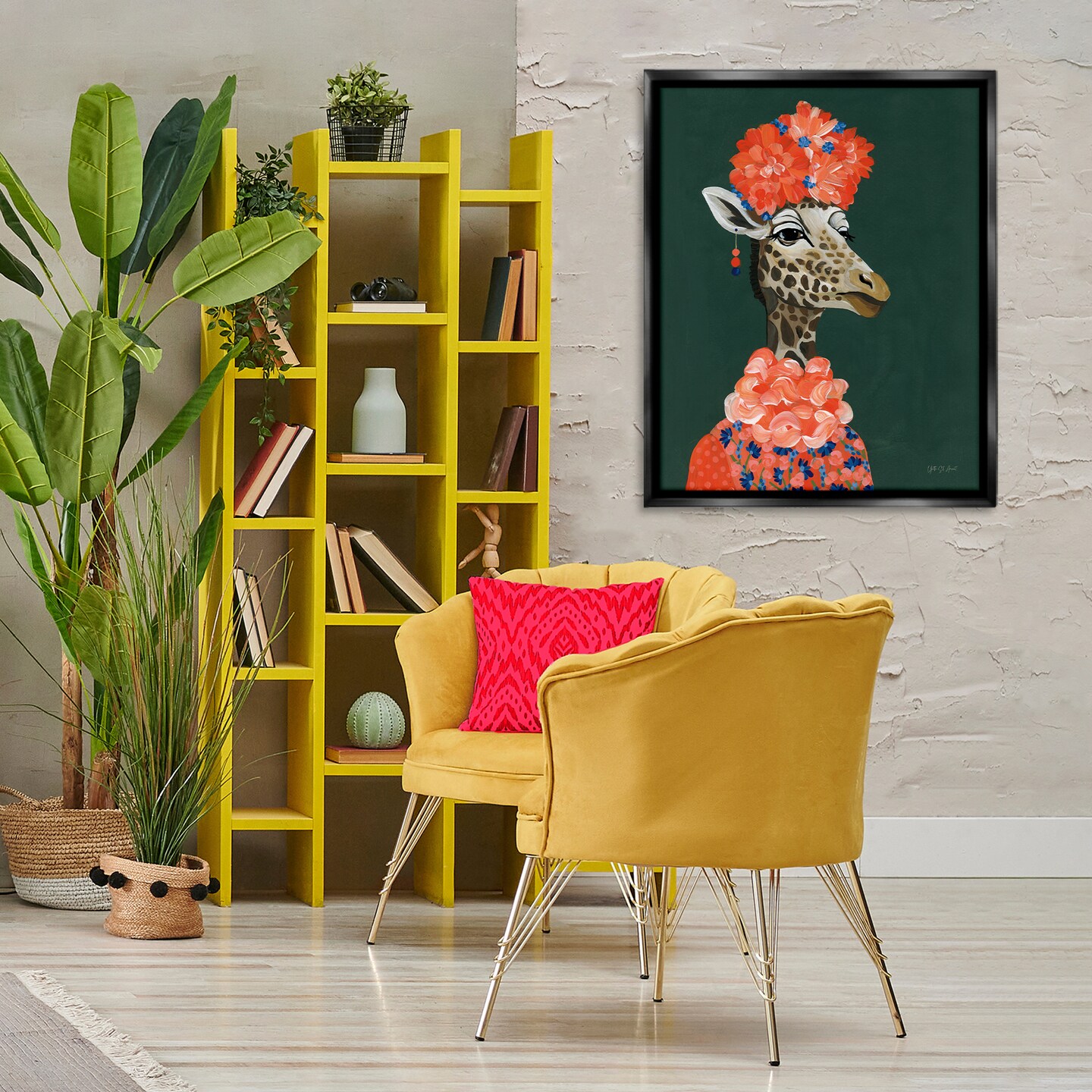 Stupell Industries Regal Giraffe Portrait Floater Framed Canvas Wall Art Design by Yvette St. Amant