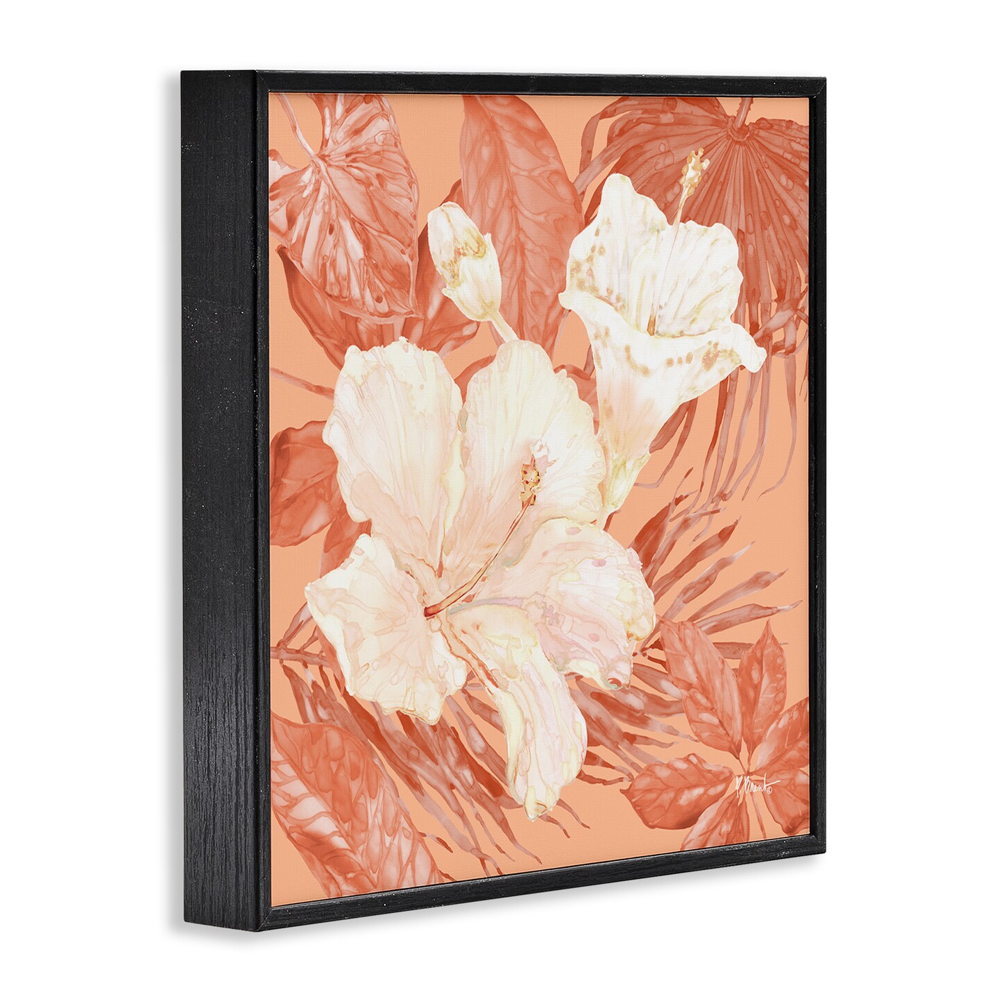 Stupell Industries Hibiscus & Leaf Bunch Framed Giclee Wall Art Design by Paul Brent