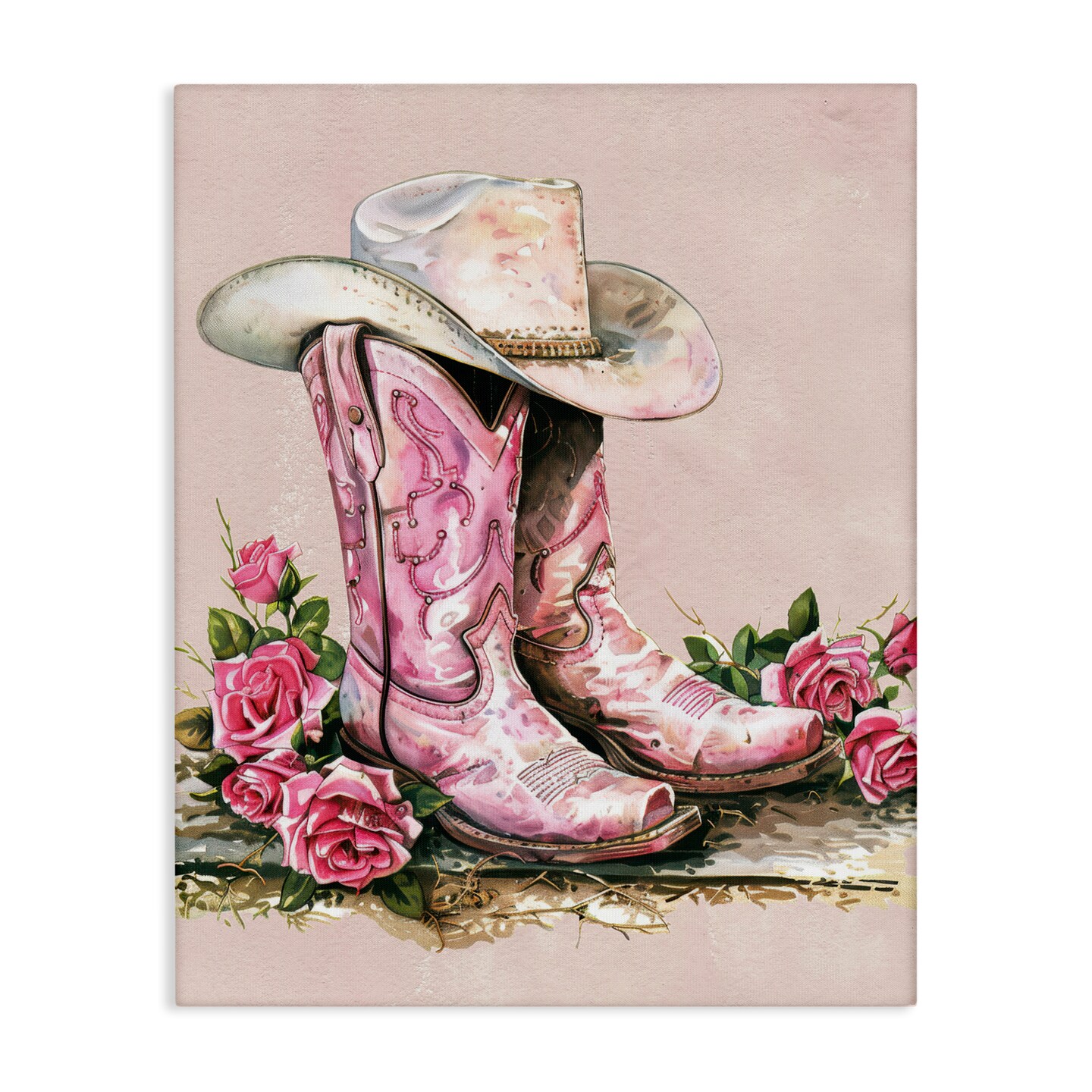 Stupell Industries Glam Bling Cowgirl Boots Canvas Wall Art Design by Lettered and Lined