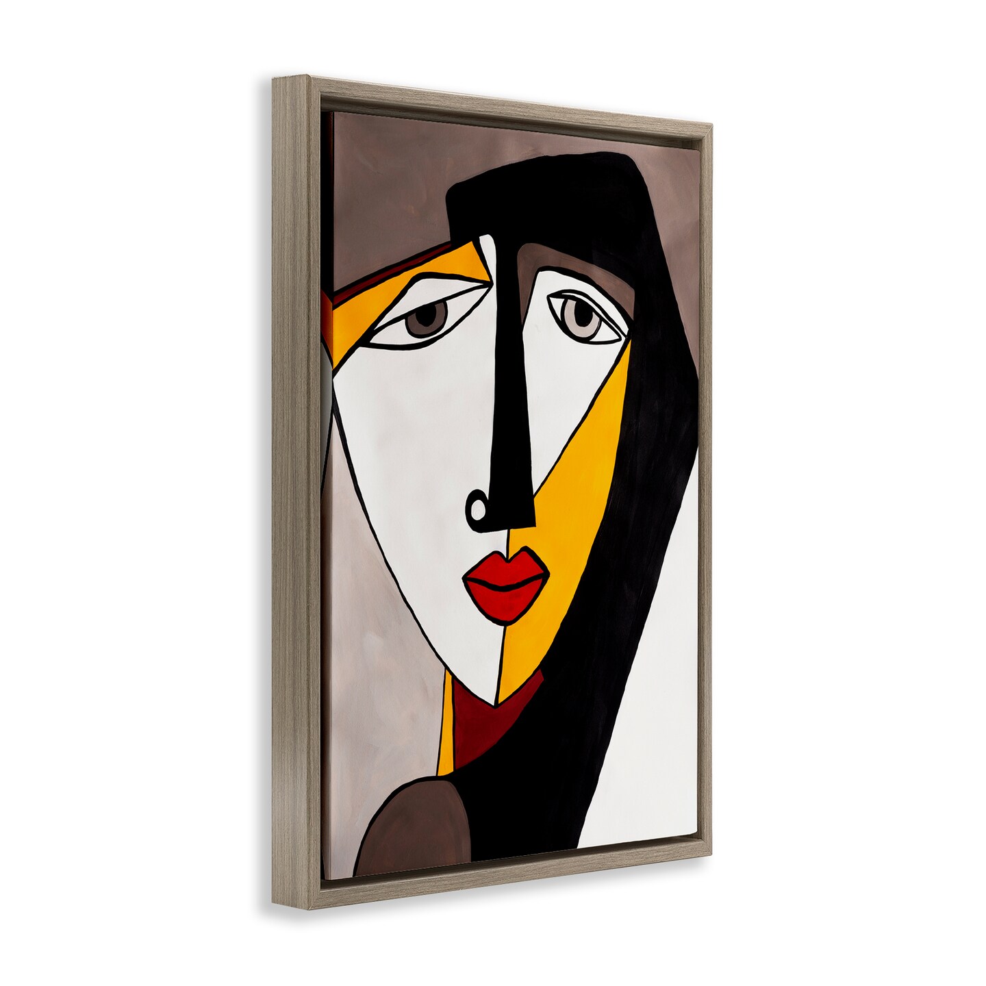 Stupell Industries Cubist Bold Face Floater Framed Canvas Wall Art Design by Ruth Fromstein