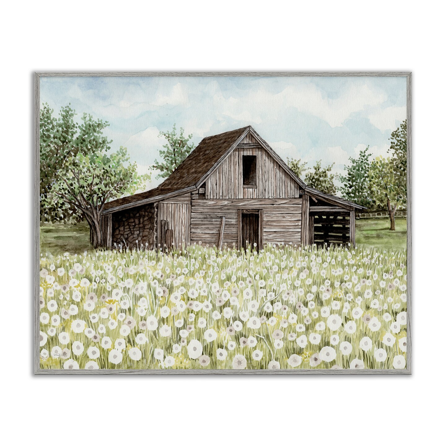 Stupell Industries White Poppy Farm Meadow Framed Giclee Wall Art Design by Cindy Jacobs