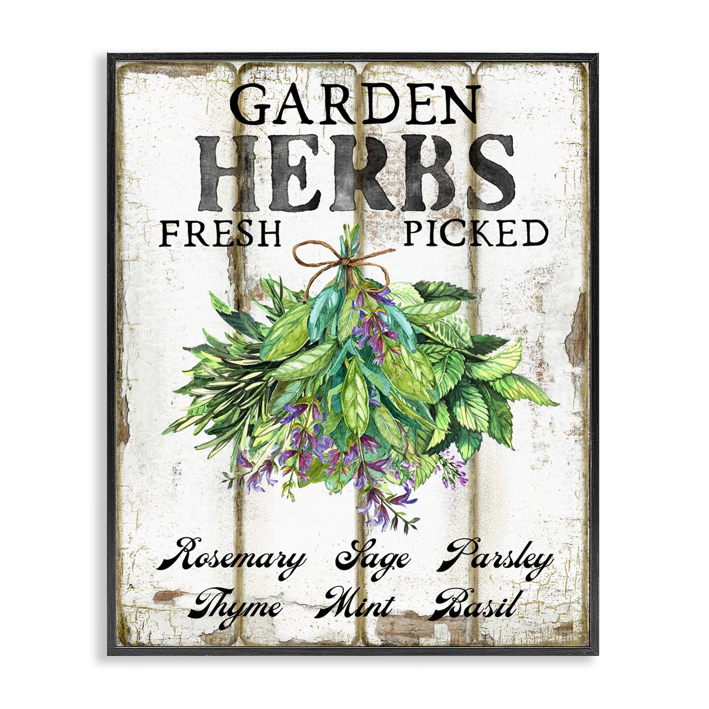 Stupell Industries Fresh Picked Garden Herbs Framed Giclee Wall Art Design by Creatif Belle