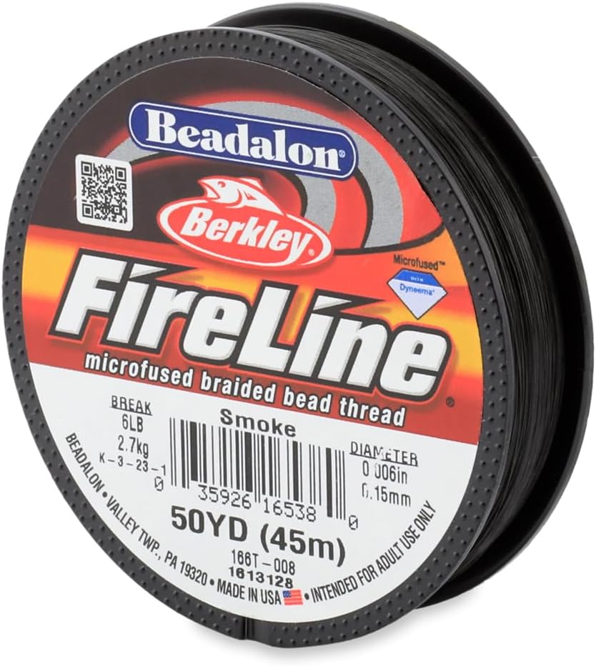 Beadalon FireLine Beading Thread by Berkley, 0.006&#x22;, Break Strength 6 lb, Smoke, 50 yd