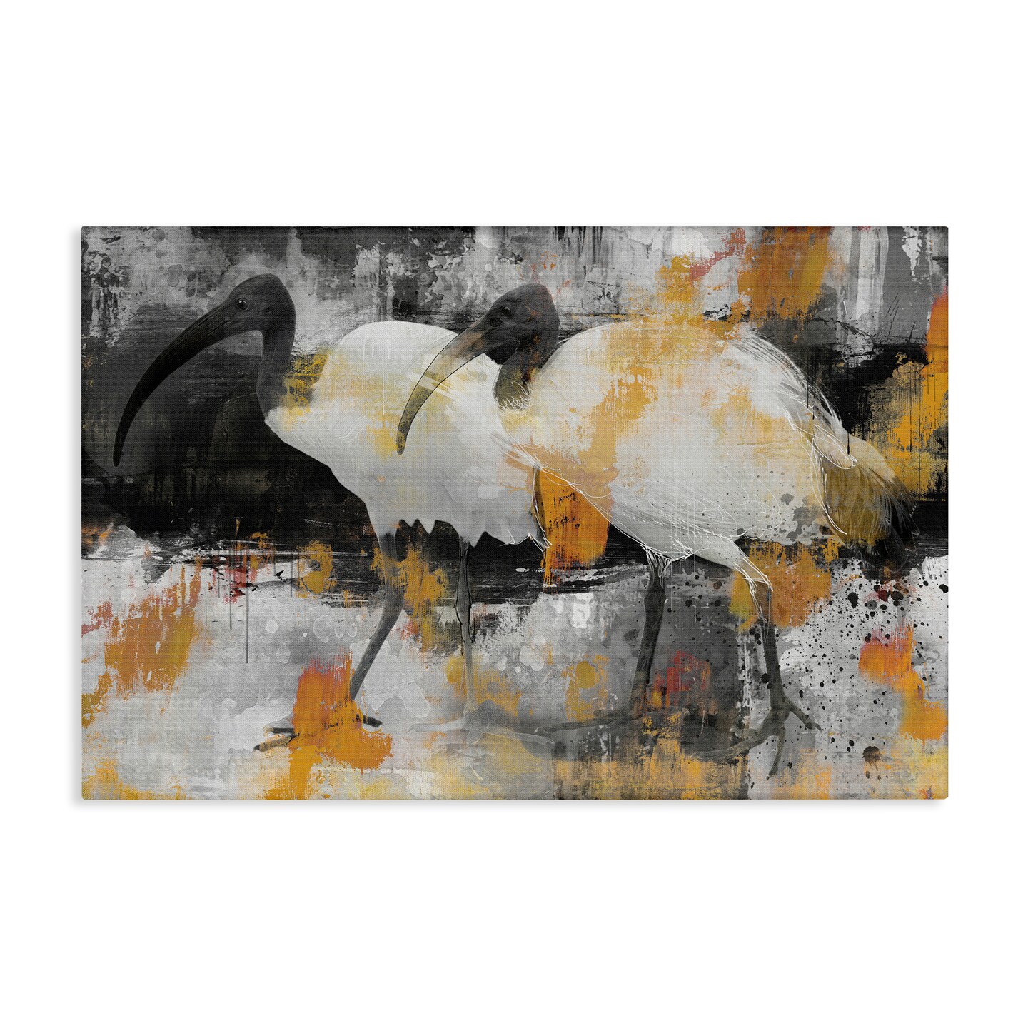 Stupell Industries Grey &#x26; Yellow Modern Birds Canvas Wall Art Design by Porter Hastings
