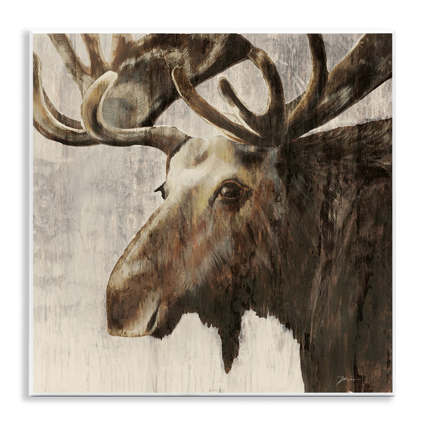 Stupell Industries Forest Moose Distressed Wall Plaque Art Design by Liz Jardine
