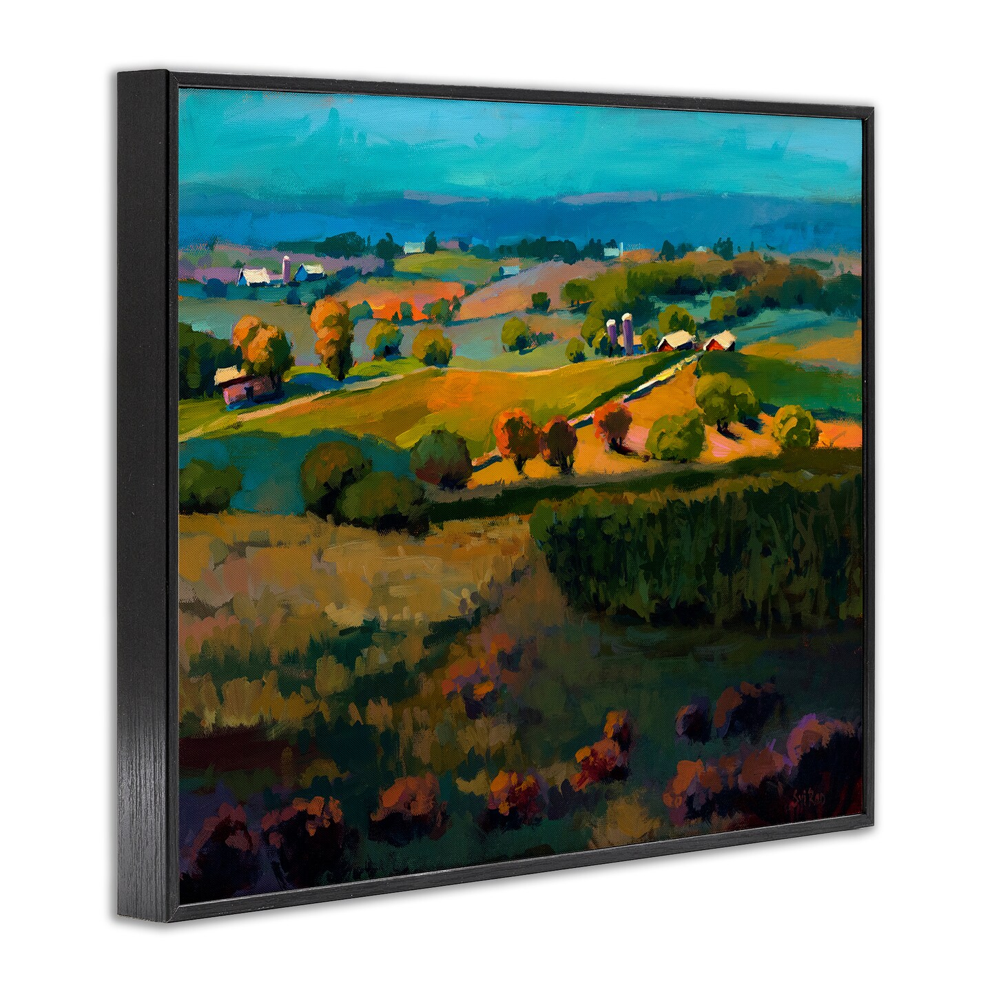 Stupell Industries Countryside Farms Landscape Framed Giclee Wall Art Design by Sri Rao