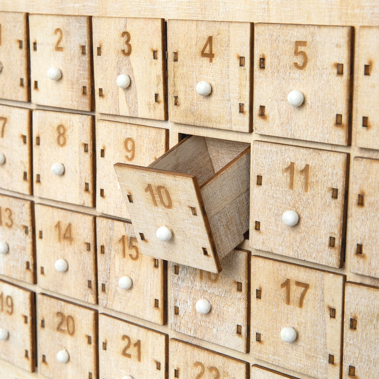 15.25&#x22;H Wooden LED Farmhouse Advent Calendar D&#xE9;cor