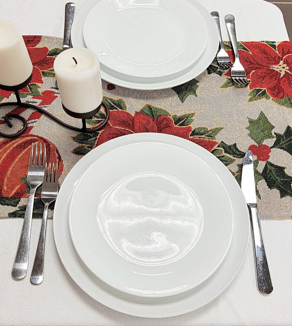 Festive Poinsettias Christmas Table Runner