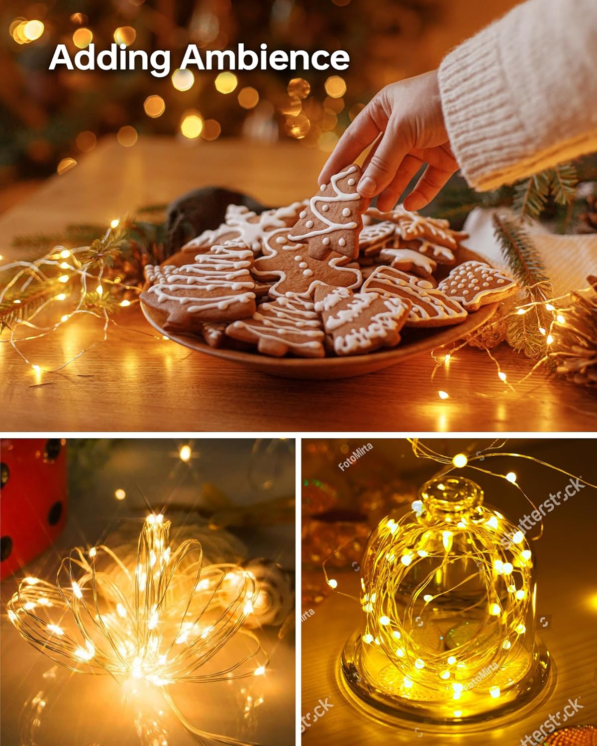 Fairy Lights Battery Operated Christmas Lights 6 Pack 7Ft 20 LED Mini String Lights Silver Wire Mason Jar Lights Firefly Lights for Bedroom Wedding Birthday Party Centerpiece, Warm White