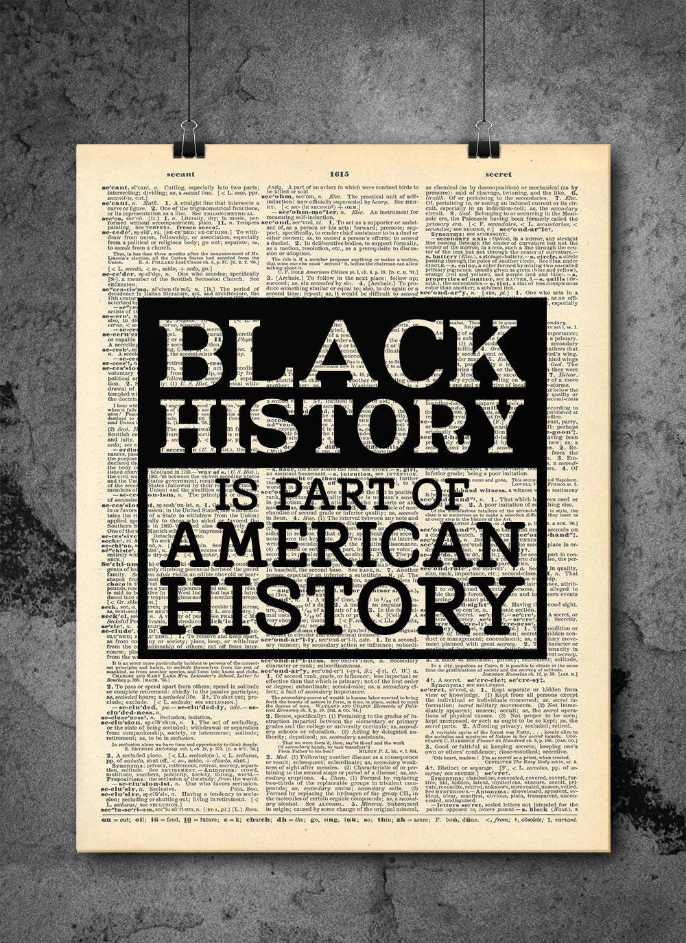 Black History Month - Black History Is Part Of History Dictionary Art Print - Vintage Dictionary Art Decor Home Vintage Art Abstract Prints Wall Art for Home Decor Wall Decorations - Print Only