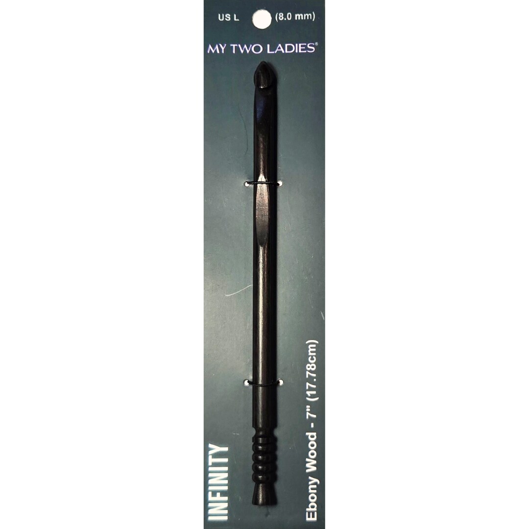 My Two Ladies | Infinity | Crochet Hook | Ebony | w/thumb print | 12 Sizes