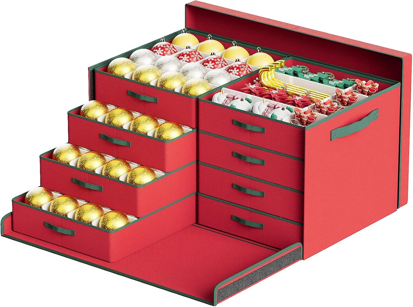 Christmas Ornament Storage - 128-3&#x22; Ornaments Organizer Storage Box, Holiday Ornament Storage Container with 8 Removable Trays