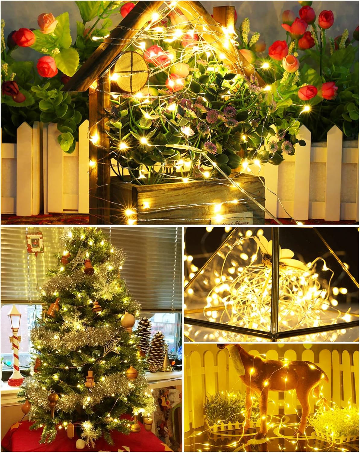 Fairy Lights USB Powered Christmas Lights 2 Pack 33 Ft 100 LED String Lights Mini Fairy String Lights for Bedroom Christmas Tree Camping Decoration, Warm White