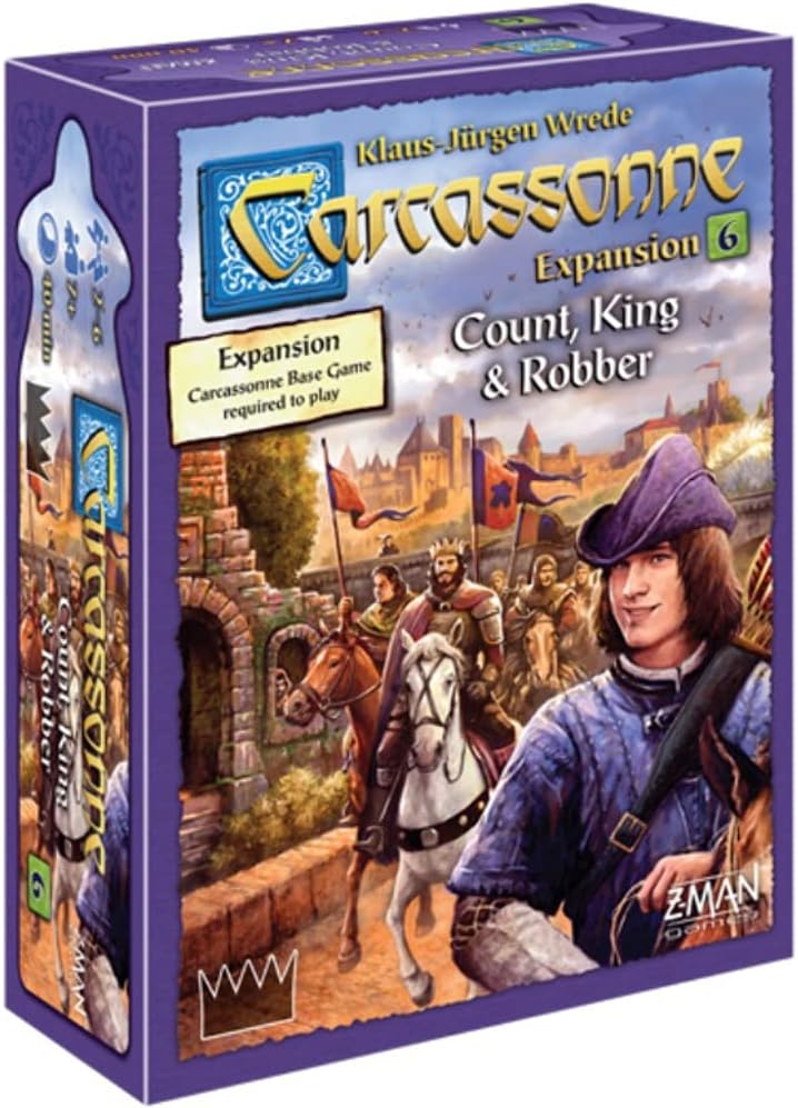 Carcassonne Count, King &#x26; Robber Board Game EXPANSION - New Characters, Strategies, and Landscapes! Strategy Game for Kids and Adults, Ages 7+, 2-6 Players, 45 Minute Playtime, Made by Z-Man Games