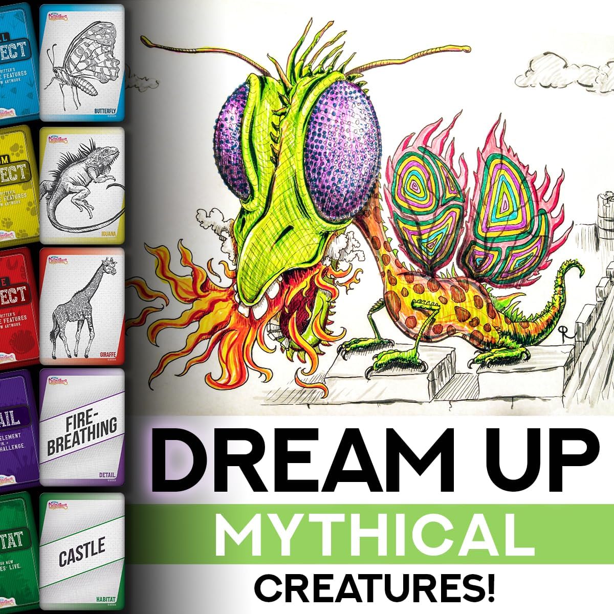 Mythical Creatures Drawing Games for Kids Mashup Animals Art Ideas. 150 Prompt Cards. Creative Gift for Tweens, Teens + Family Fun Night for Artsy Imaginations!