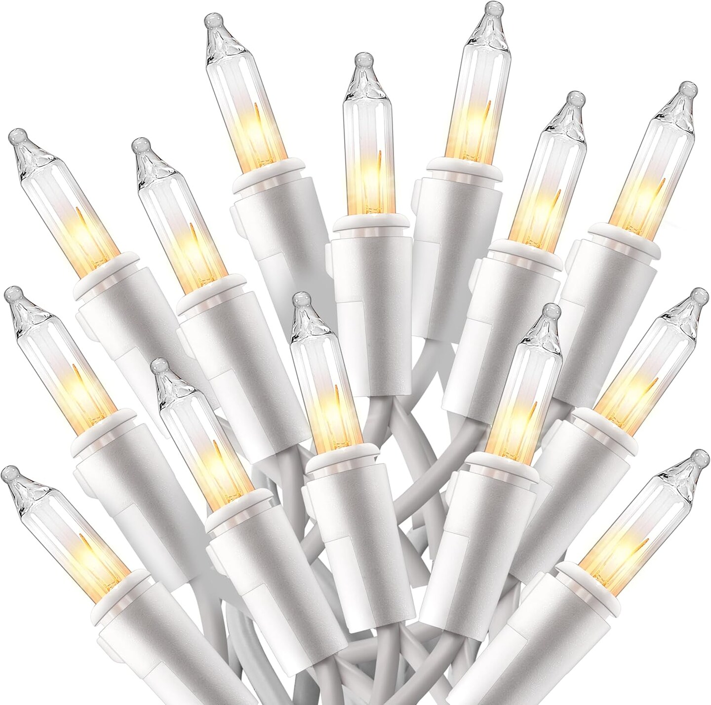 Clear Christmas Lights Outdoor, 100 Count Christmas Tree Lights Indoor Warm White, 21.5FT White Wire String Lights, Xmas Lights Decorations for Holiday Event Wedding Party Decor