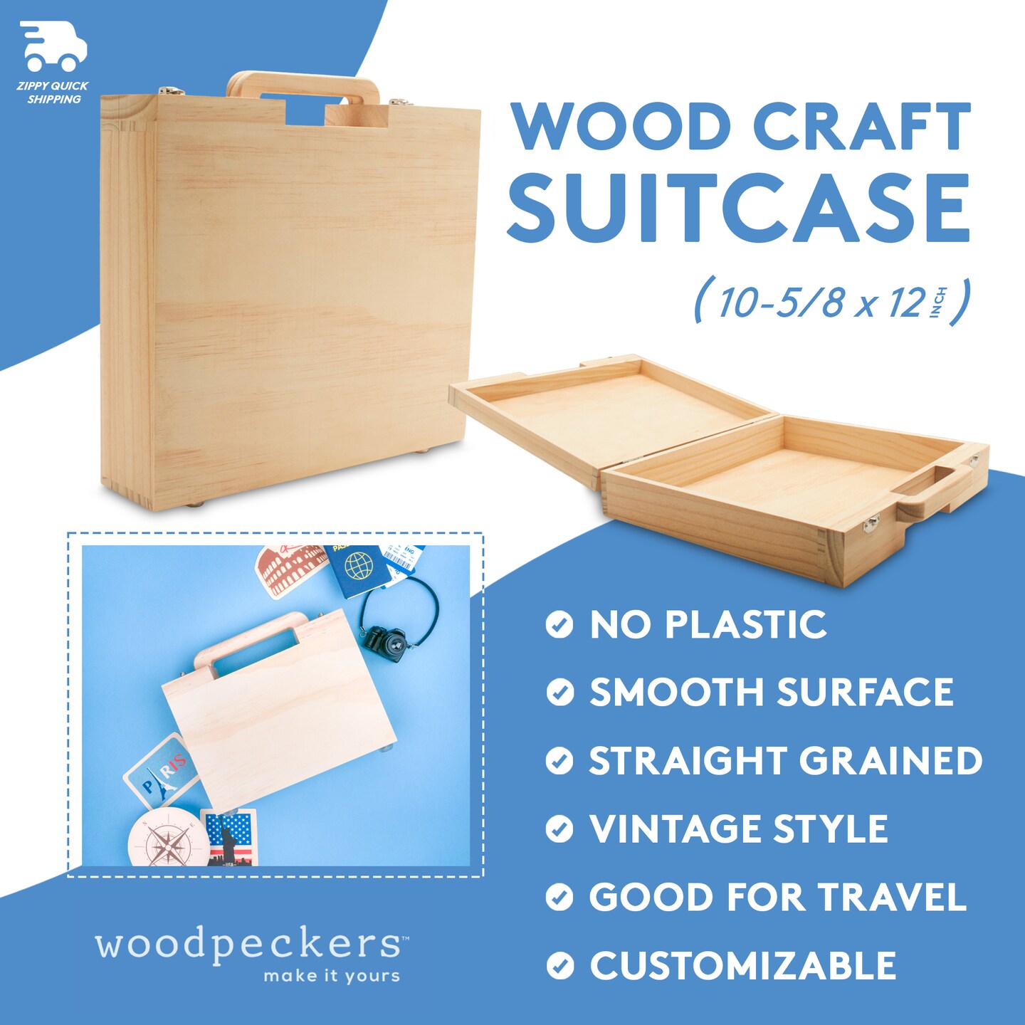 Wood Suitcases, Multiple Sizes, Boxes for Crafts, Travel & Storage | Woodpeckers