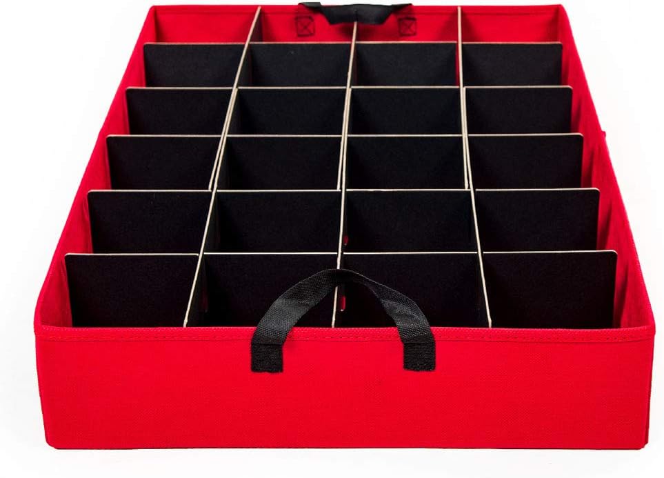 [Christmas Ornament Storage Box with Dividers] - (Holds 48 Ornaments up to 4 Inches in Diameter) | Acid-Free Removable Trays with Separators | 2 Removable Trays