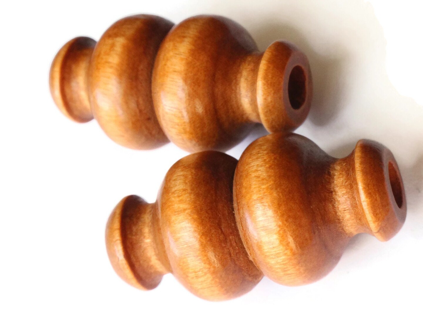 2 50mm Vintage Medium Brown Wood Large Hole Decorative Tube Beads