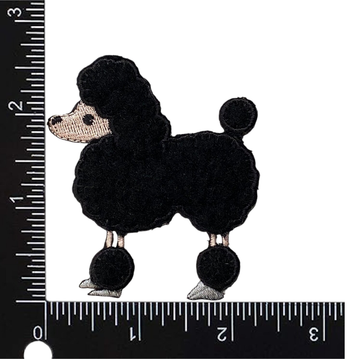 Black Chenille Poodle, Facing Left, Dogs, Pets, Embroidered, Iron on Patch