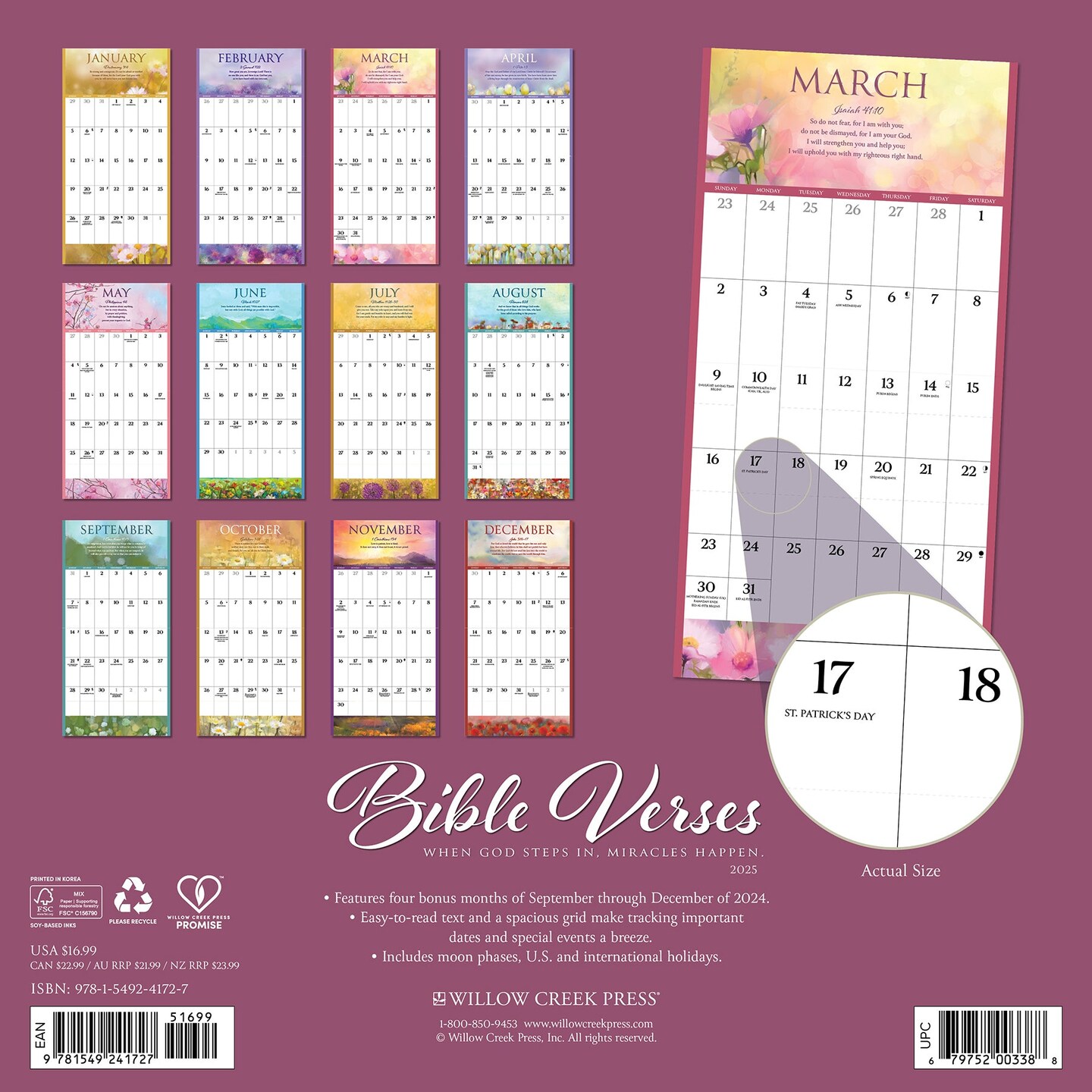 Bible Verses 2025 Wall Calendar