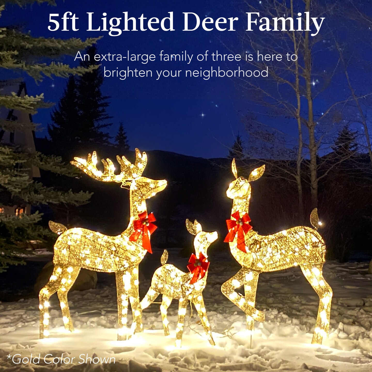 Best Choice Products 3-Piece Lighted Christmas Deer Set Outdoor Yard Decoration w/ 360 LED Lights, Stakes