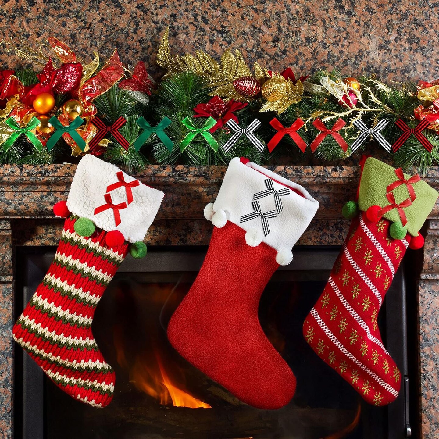 300 Pcs Christmas Mini Bows Small Crafts Bows Tiny Ribbon Bows Little Christmas Bows Christmas Embellishments for Crafts Christmas Wedding Birthday Party Decoration(Classic Color)