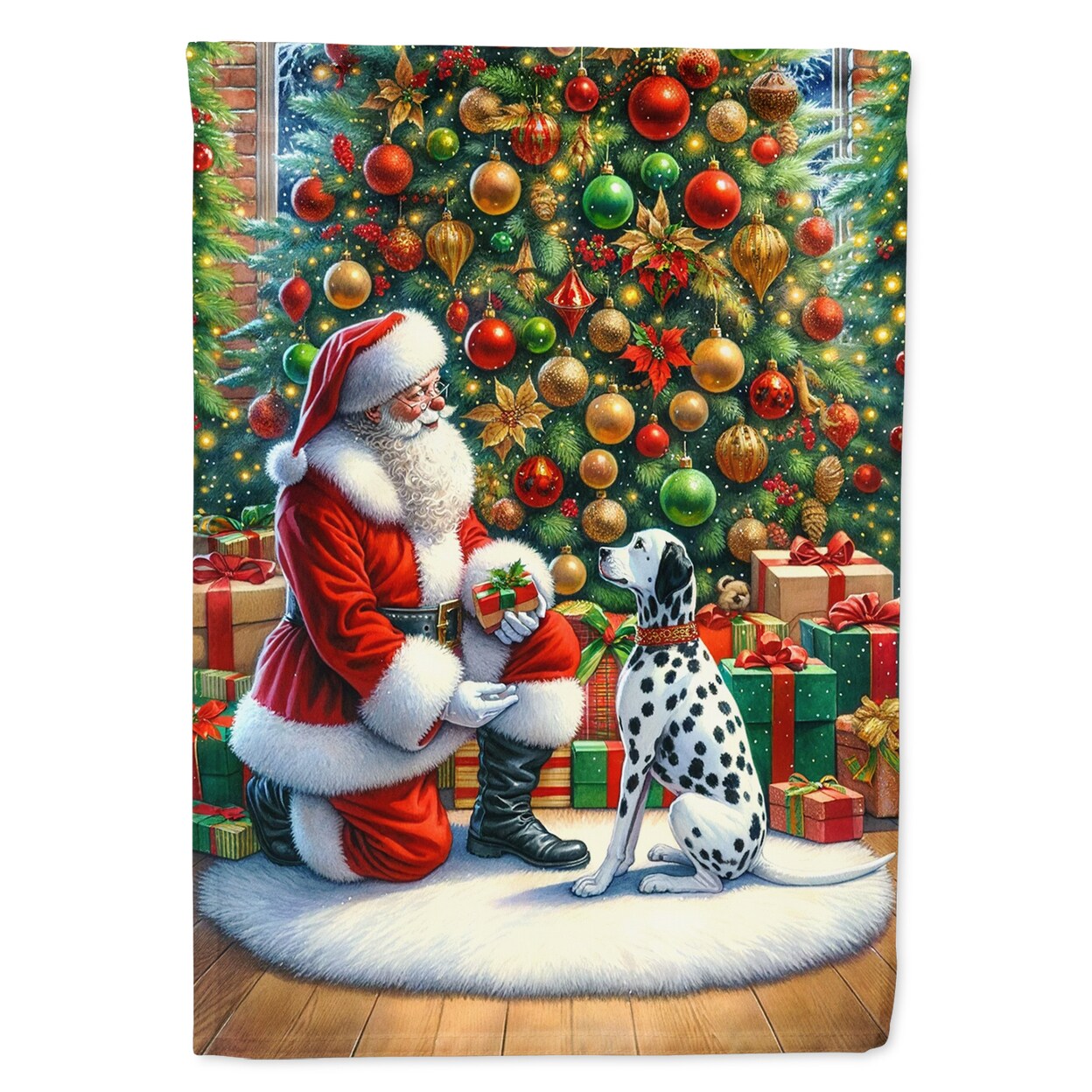 Dalmatian And Santa Claus Garden Flag