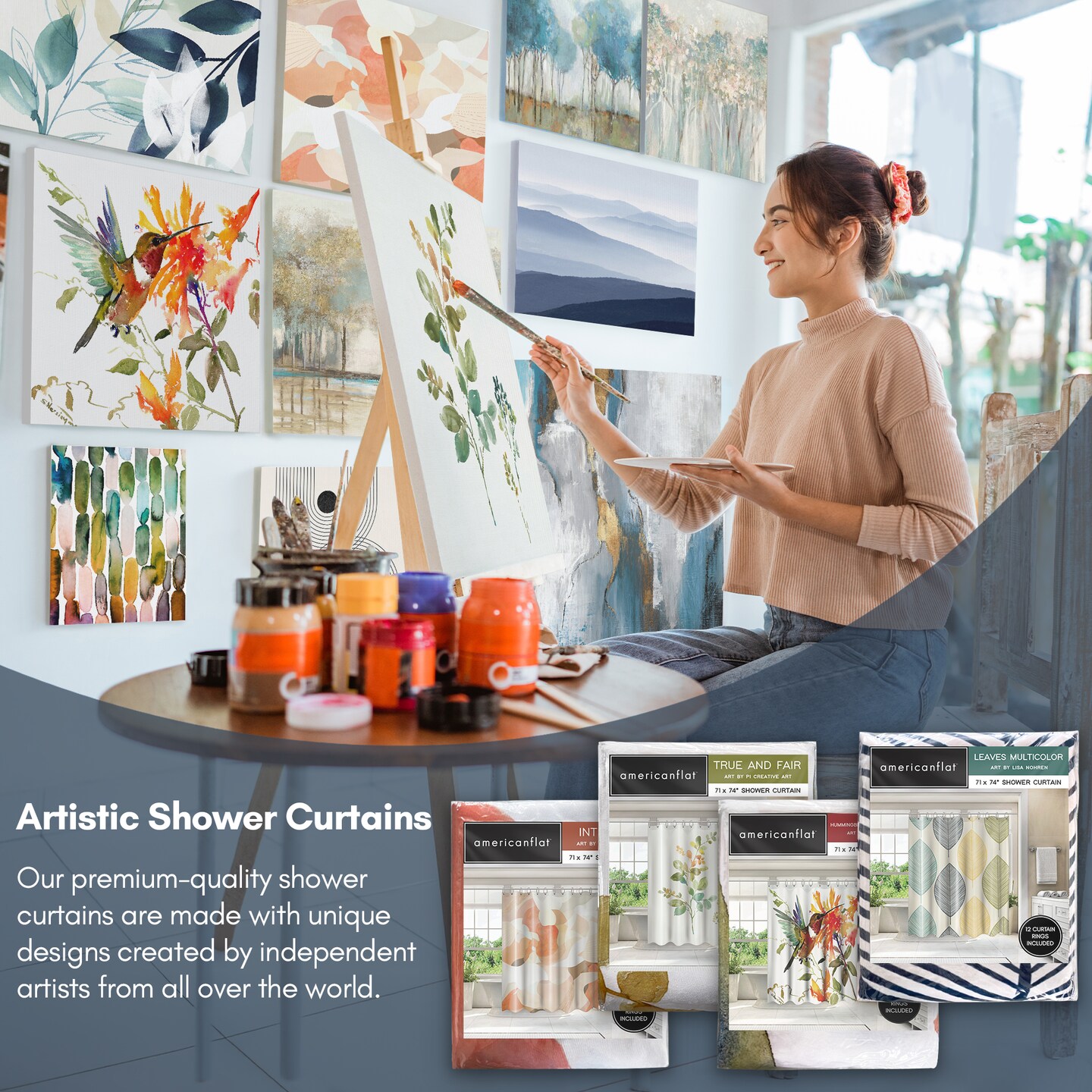 Americanflat 71" x 74" Shower Curtain, Midnight Clear II by PI Creative Art