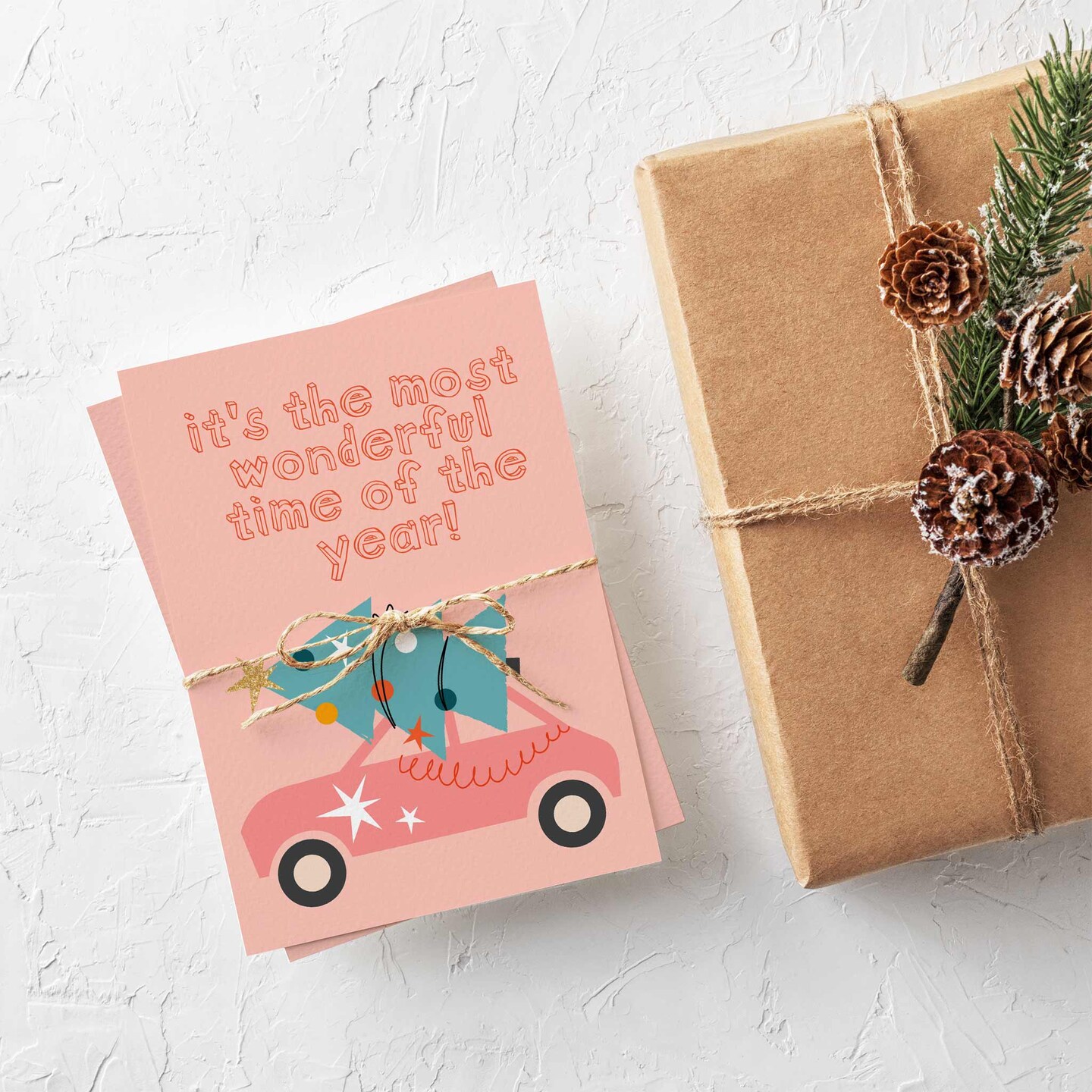 Trendy Pink Christmas Greeting Cards Boxed Set &#x2013; 24 Modern Holiday Notecards Featuring 6 Fun and Festive Designs, Perfect for Spreading Cheer with Style and Humor