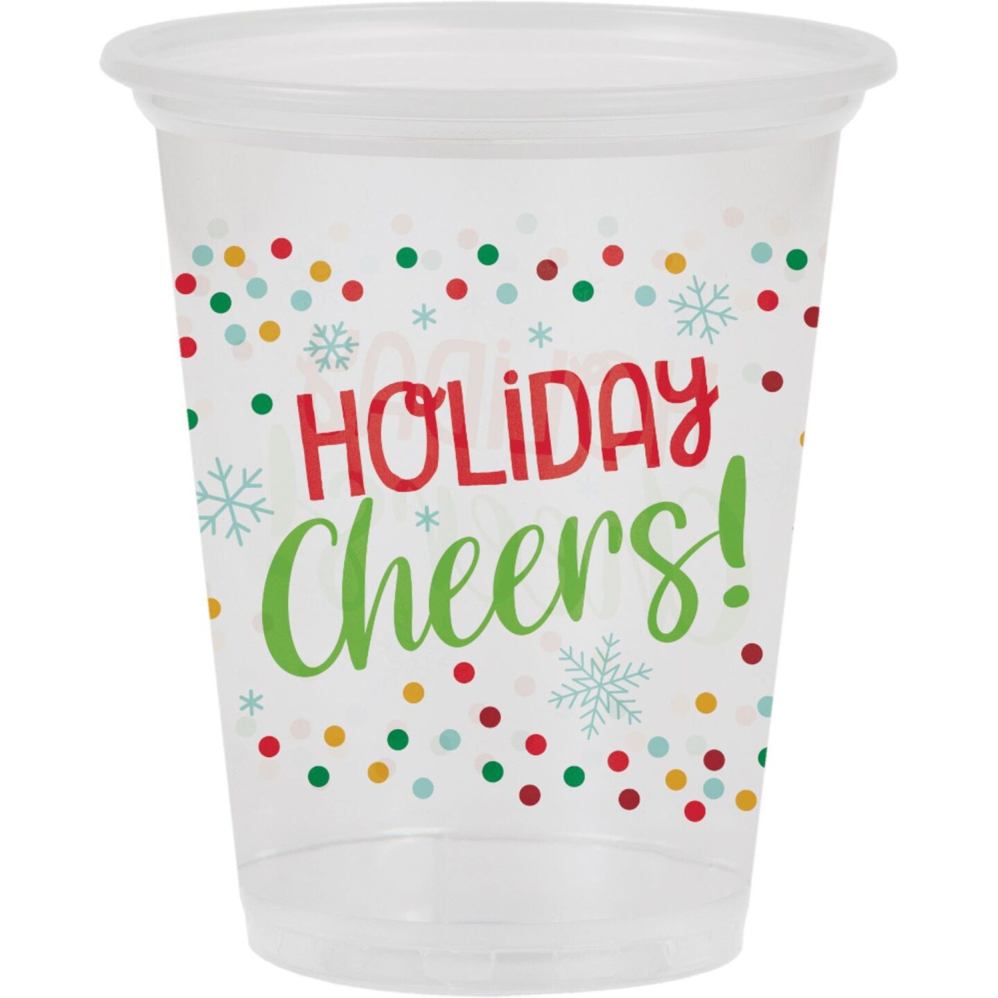 Party Central Disposable Plastic &#x22;Holiday Cheers!&#x22; Christmas Cups 16 oz. - Club Pack of 96
